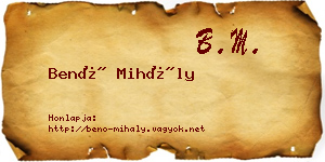 Benő Mihály névjegykártya