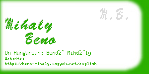 mihaly beno business card